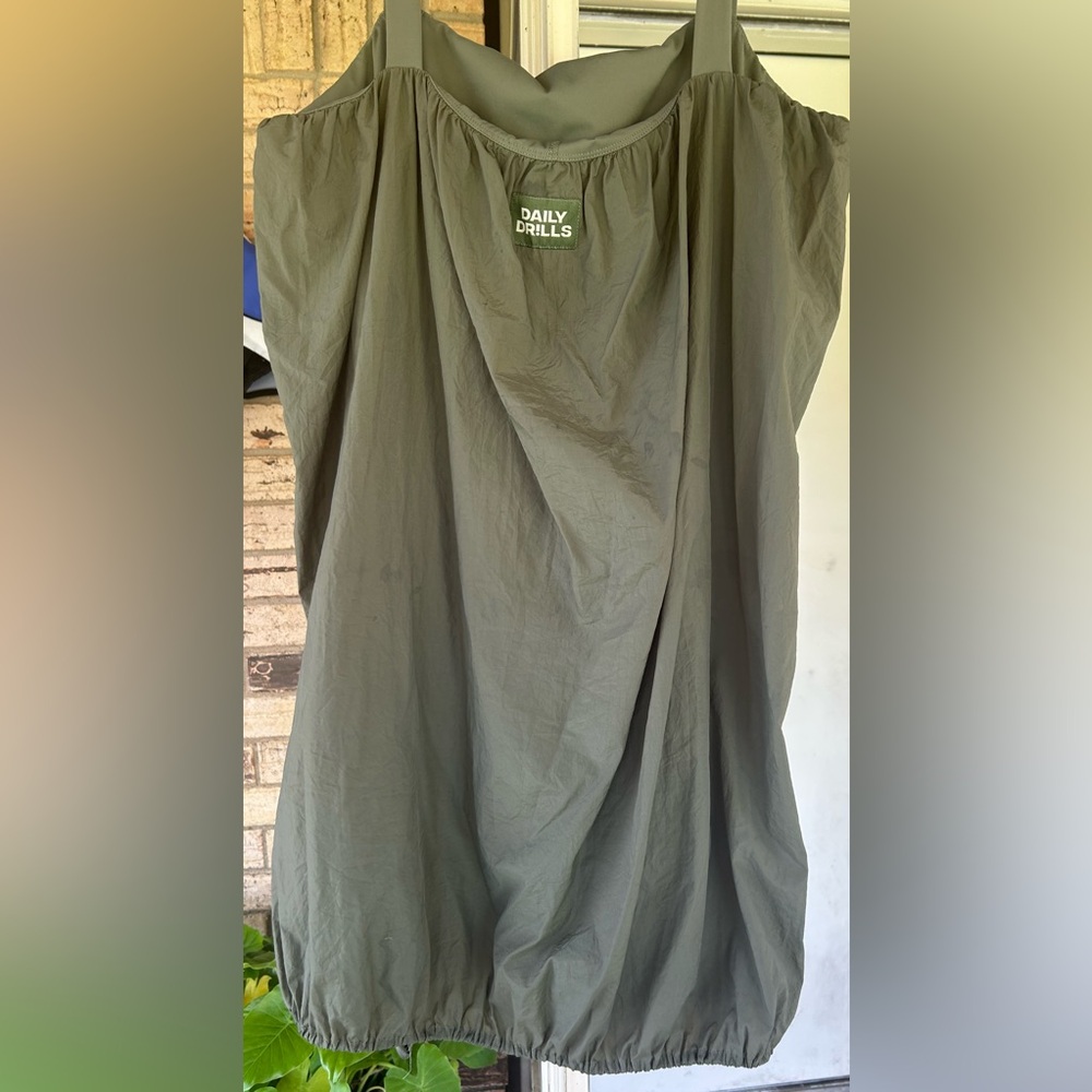Daily Drills Women's Olive Bubble Dress with shorts
